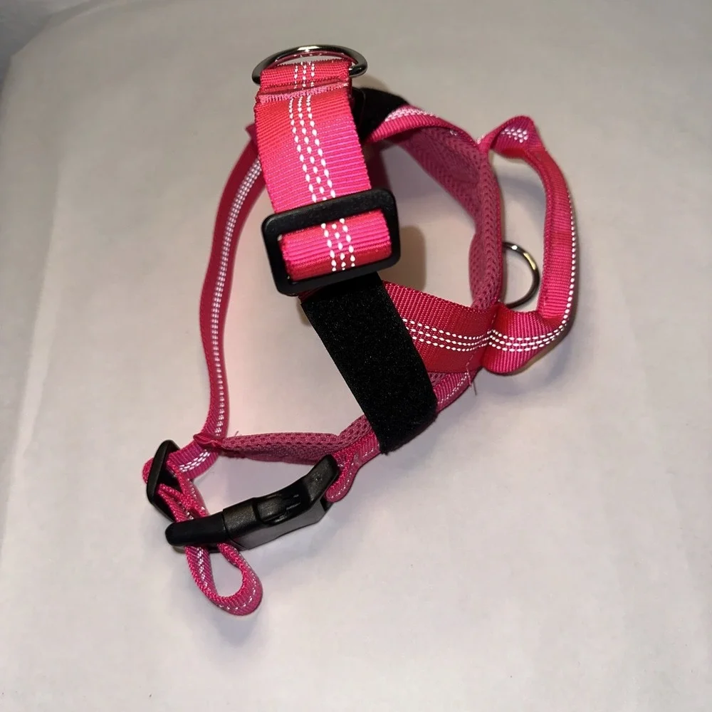 Dog Harness No Pull Pet Adjustable Breathable Outdoor Pink Medium